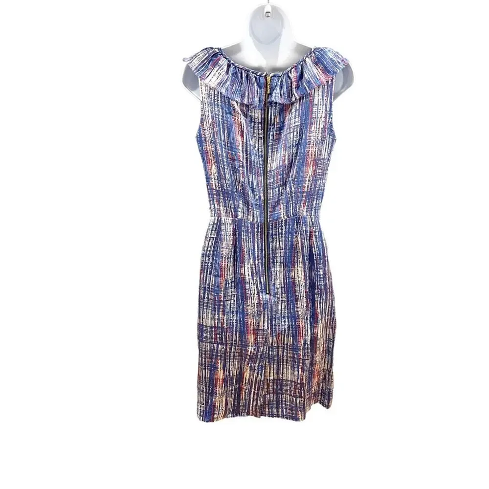 Kate Spade Silk Knee Length Dress Ruffle Front Sheath Dress Size 6